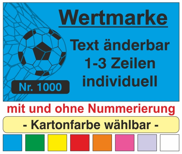 1000 Wertmarken "Fußball Netz SW Typ 6"